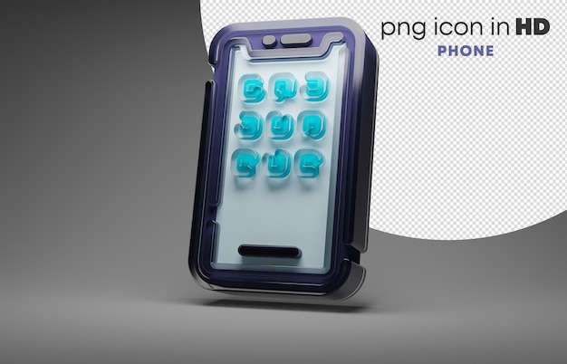 Icono 3d con fondo transparente - teléfono (izquierda)