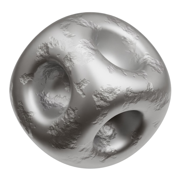 icono 3D de forma abstracta de metal aislado en el fondo blanco