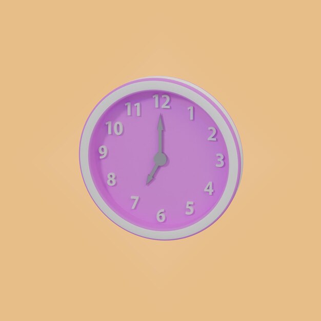 Icono 3D en forma de reloj de pared con las agujas del reloj que muestran 7 oclock