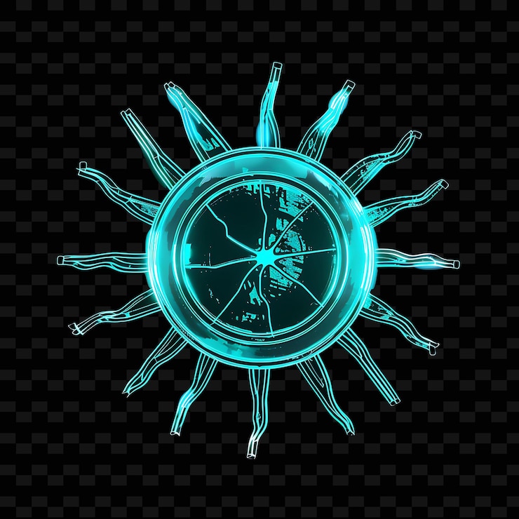 PSD icono 3d con forma de sol hecho con resina transparente sol w png color neón de moda forma de sol