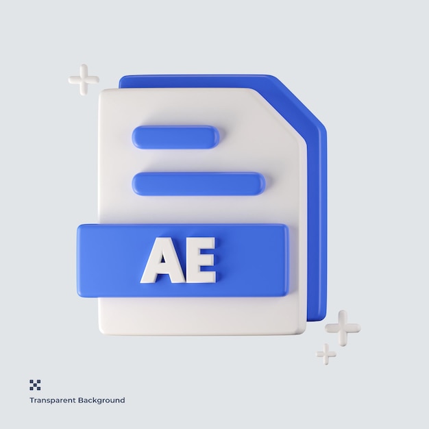 Icono 3d de formato de archivo AE
