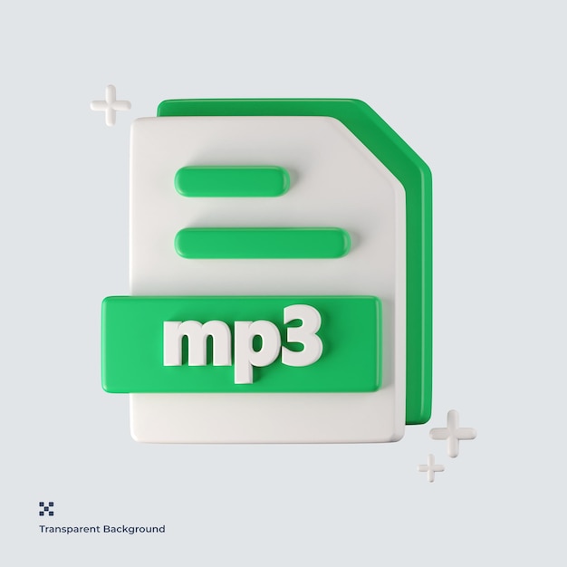 PSD icono 3d de formato de archivo mp3