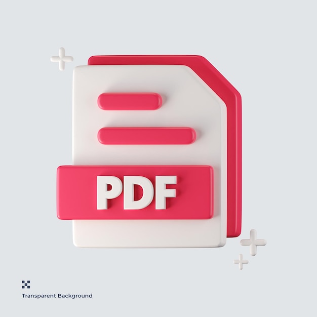 PSD icono 3d de formato de archivo pdf