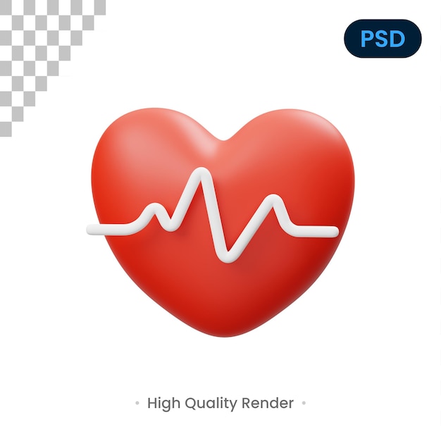 PSD icono 3d de frecuencia cardiaca psd premium