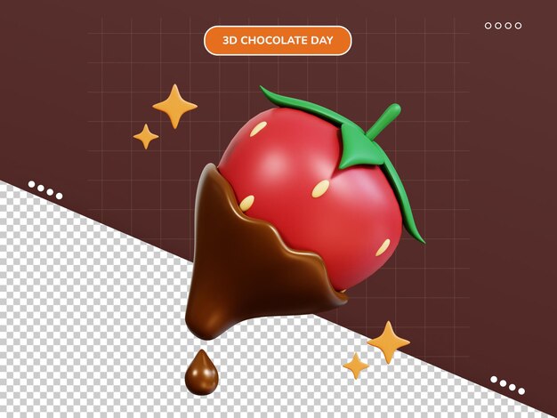 PSD icono 3d de fresa chocolate