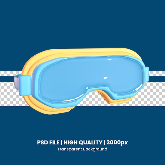 PSD icono 3d gafas de esquí aisladas en el fondo transparente
