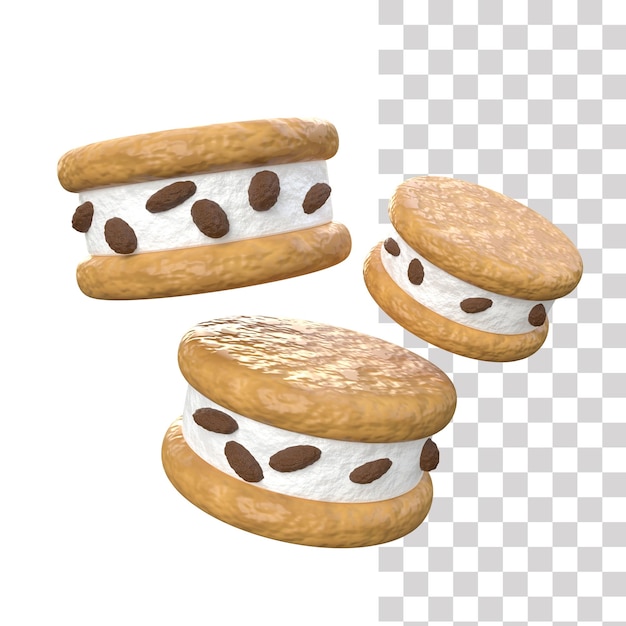 PSD icono 3d de galletas de helado