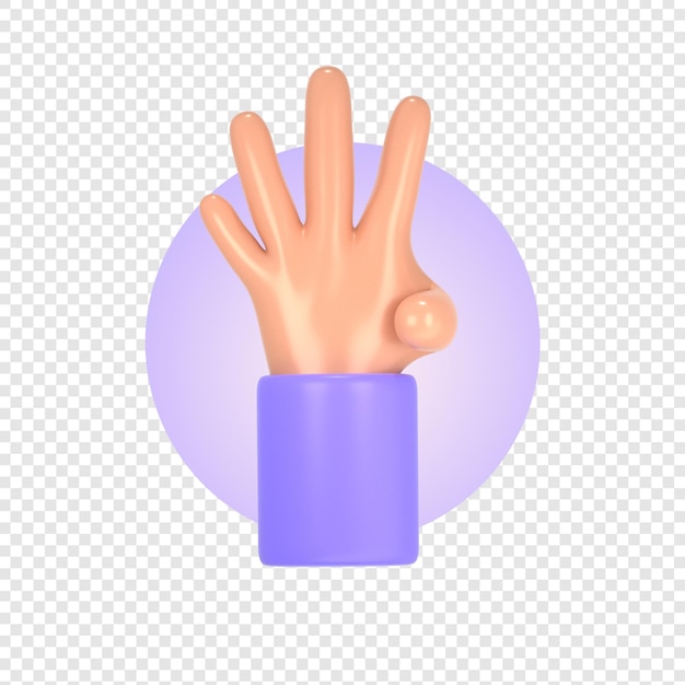 Icono 3D de gesto de mano