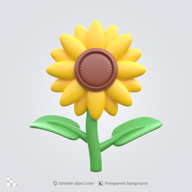 Icono 3D de un girasol