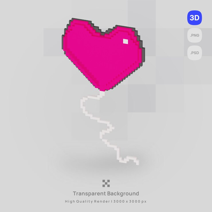 PSD icono 3d globo san valentín amor voxel ilustración concepto icono