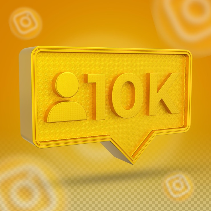 PSD icono 3d de golden instagram 10k seguidores