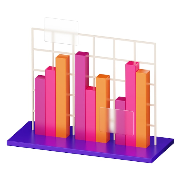 Icono 3d de gráfico de barras de grupo para estadística