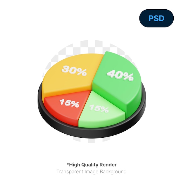 Icono 3D de gráfico circular PSD Premium