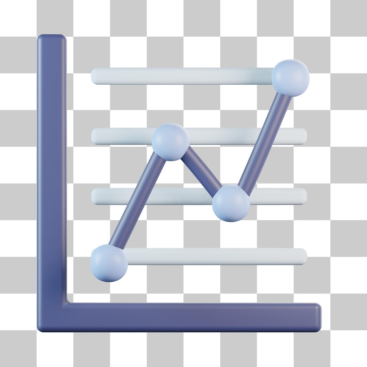 PSD icono 3d de gráfico de líneas arriba
