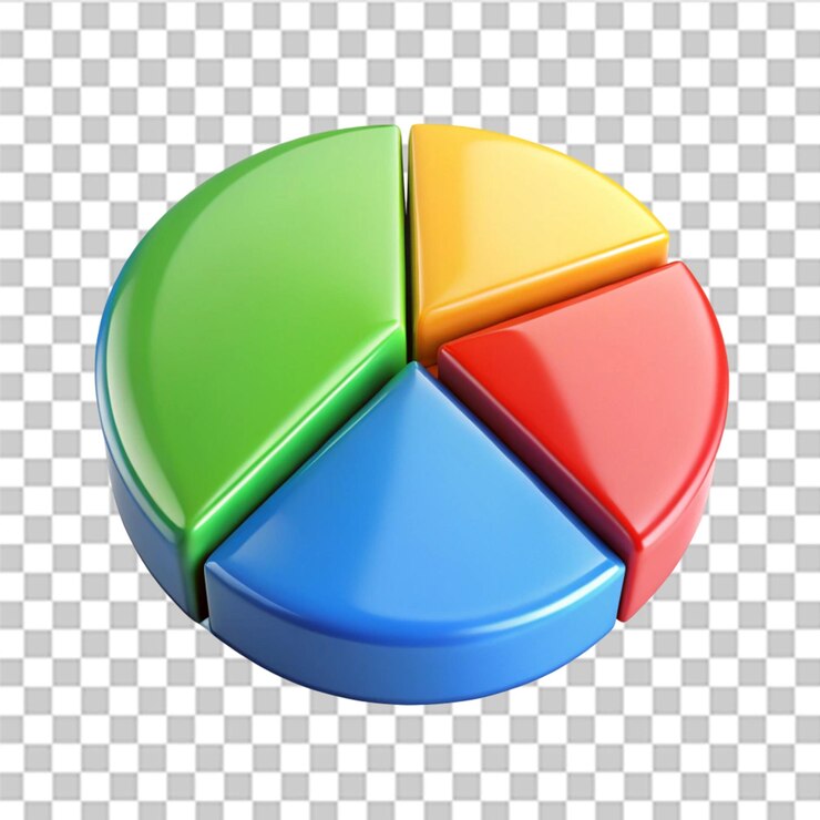 PSD el icono 3d del gráfico de pasteles aislado en un fondo transparente