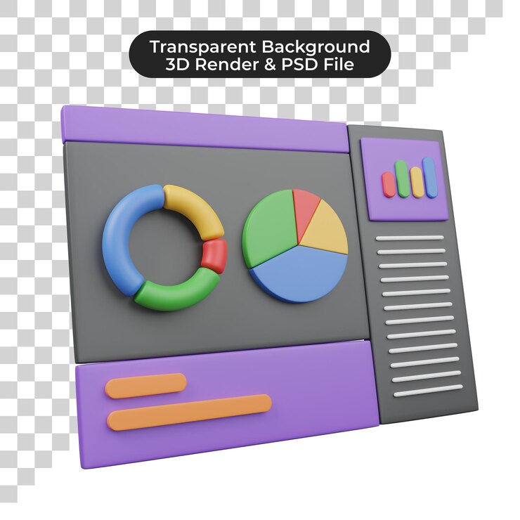 PSD icono 3d de gráfico y pie de gráfico