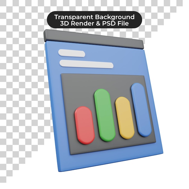 Icono 3D de gráficos y gráficos