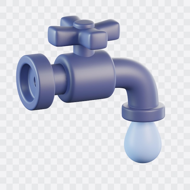 El icono 3D del grifo de agua