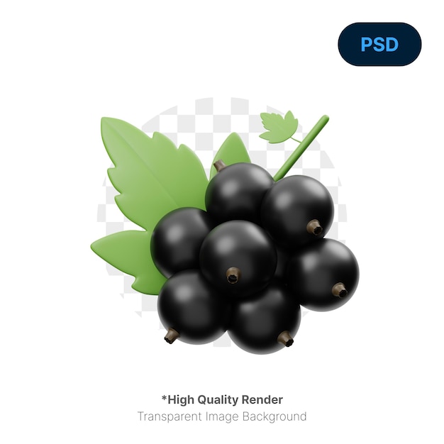 Icono 3d de grosella negra psd premium