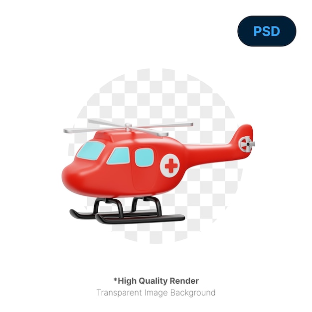 Icono 3D De Helicóptero De Emergencia PSD Premium