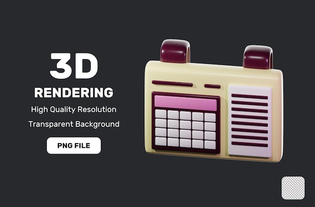 Icono 3D de herramientas educativas de horarios