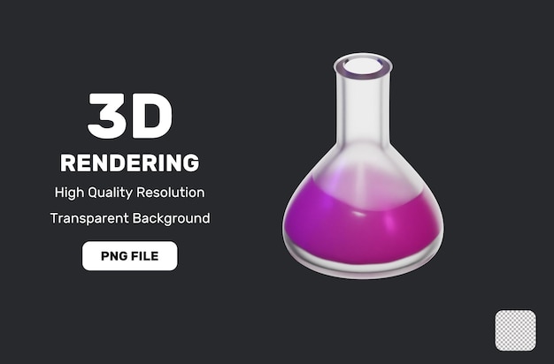 Icono 3D de herramientas educativas de matraz