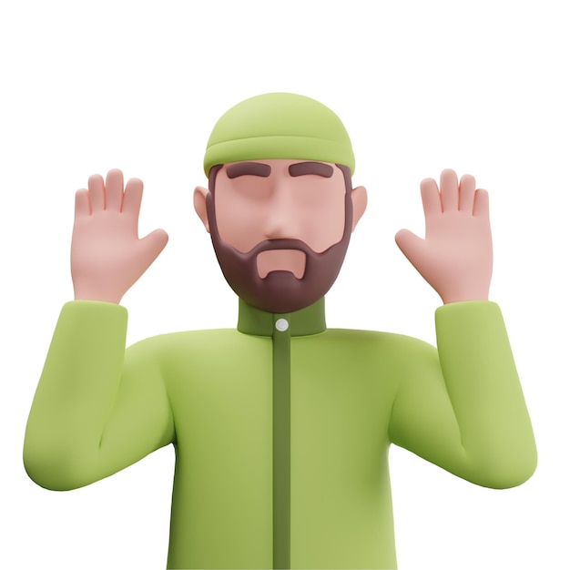 Icono 3d de hombre rezando para islámico y Ramadán