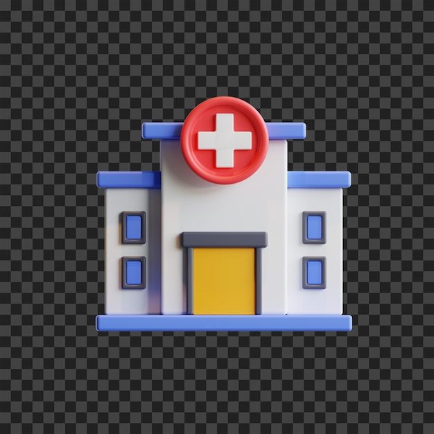 PSD icono 3d de hospital aislado