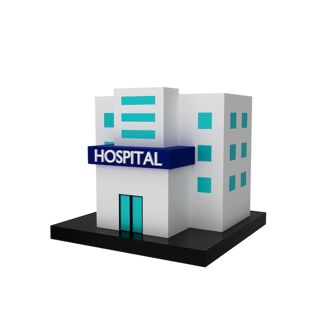 PSD un icono 3d de hospital blanco