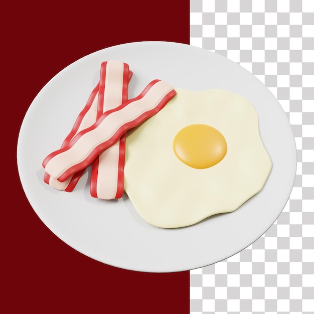 Icono 3d de huevos y chuletas