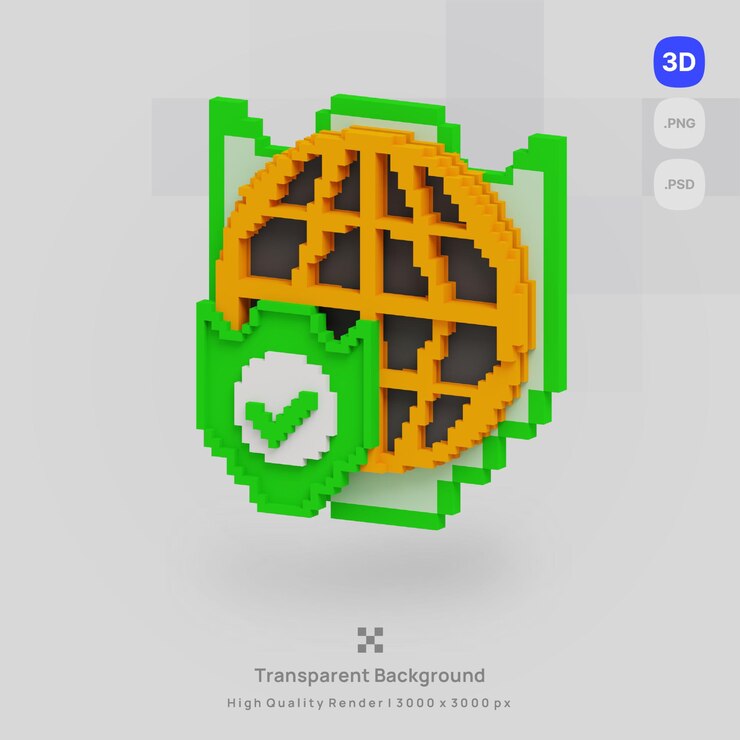 PSD icono 3d icono de concepto de ilustración de voxel de seguridad de internet