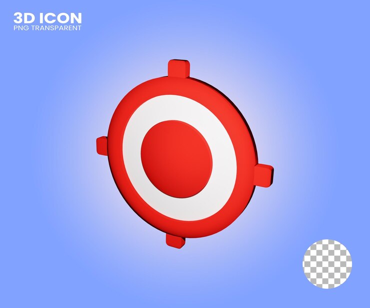 PSD icono 3d iconos de destino rojos establecidos isométricos sobre fondo transparente