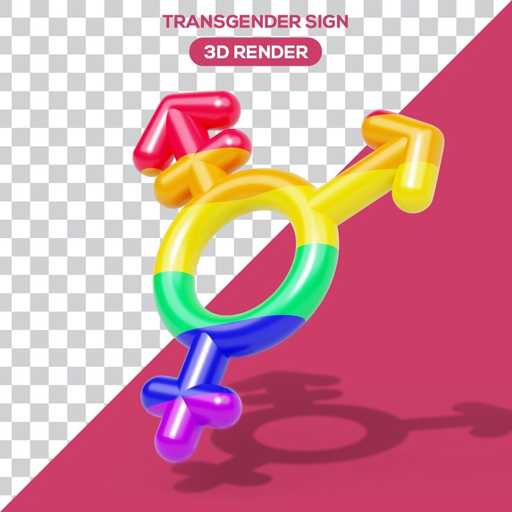 PSD icono 3d de identidad de género transgénero png aislado en ángulo frontal