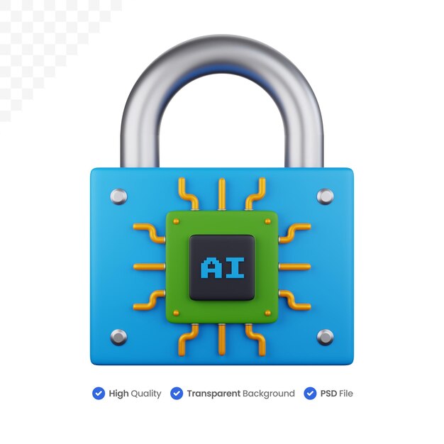 Icono 3D Ilustración Ai Seguridad