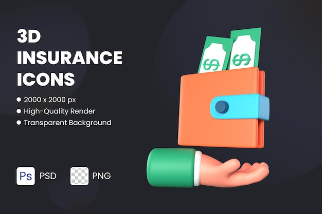 Icono 3D Ilustración Copago Dinero Beneficio