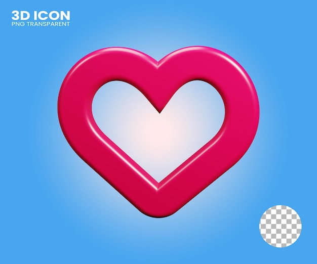 Icono 3d Ilustración de corazones rojos con fondo transparente