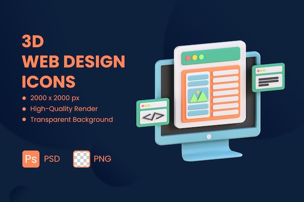 PSD icono 3d ilustración diseño web