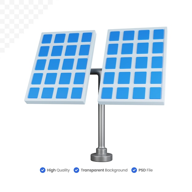 Icono 3D Ilustración Dos Paneles Solares