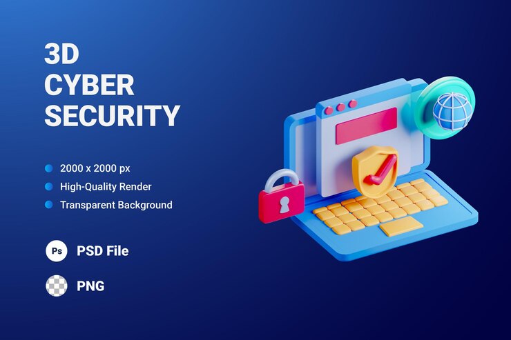 PSD icono 3d ilustración endpoint security