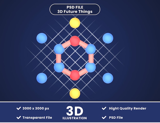 PSD icono 3d ilustración nanotecnología