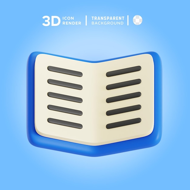 PSD Ícono 3d ilustración de la página del libro