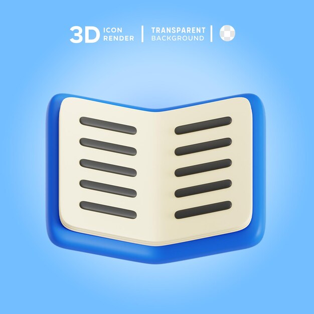 PSD icono 3d ilustración de la página del libro