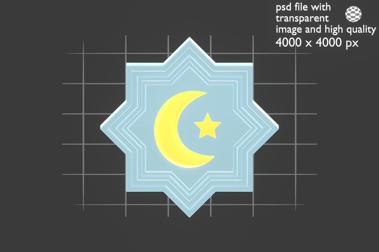 PSD icono 3d ilustración ramadán islámico luna creciente y estrella