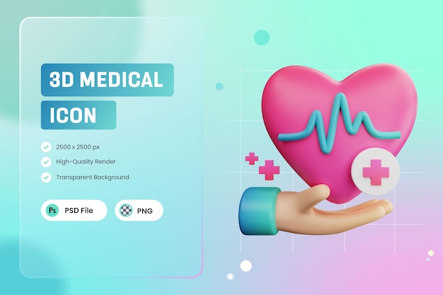 Icono 3d ilustración salud médica estilo de vida saludable