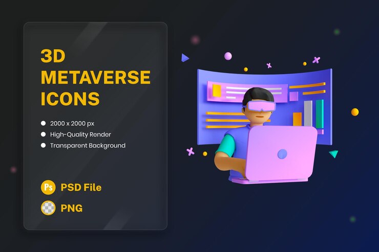 PSD ícono 3d ilustración simulación metaverso tecnología interactiva
