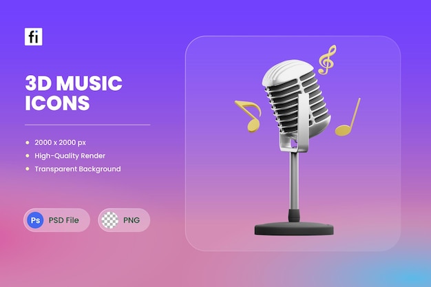 Icono 3D Ilustración Voz Micrófono Cantar