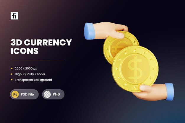 Icono 3D Ilustraciones Cambio de dinero