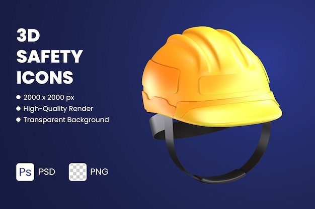 PSD icono 3d ilustraciones casco de seguridad construcción