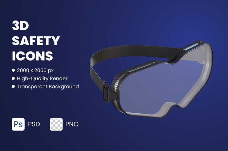 PSD icono 3d ilustraciones gafas de seguridad