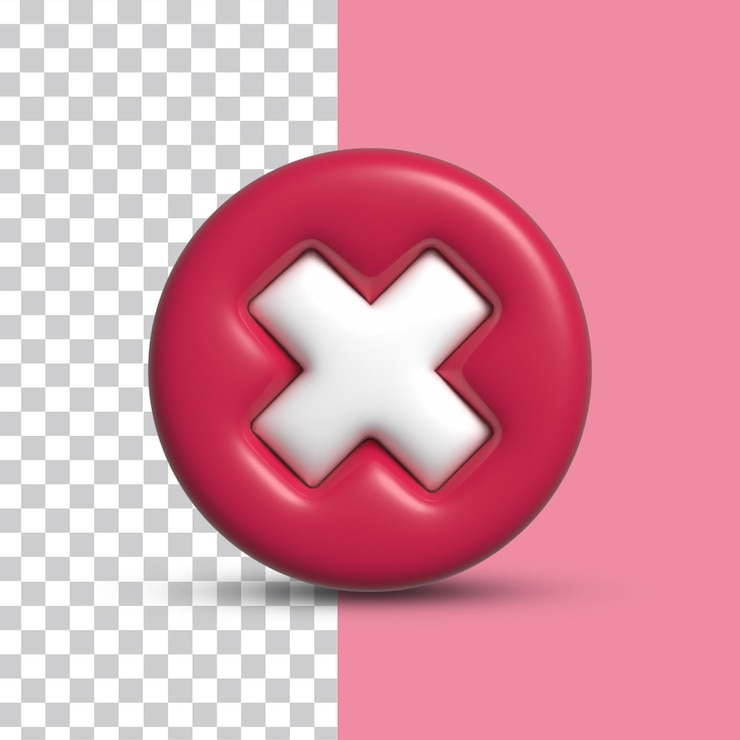 PSD icono 3d incorrecto aislado en concepto rojo